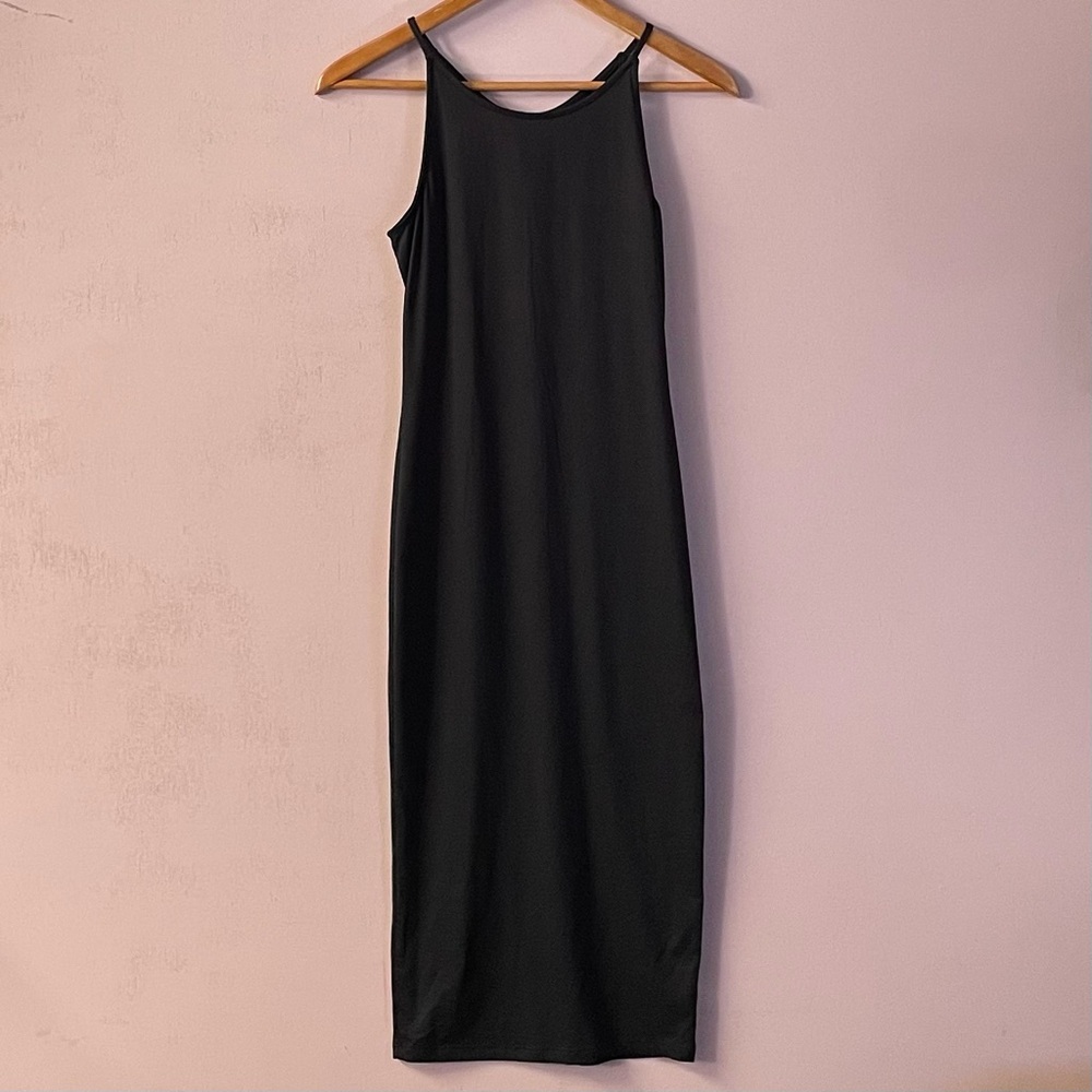 Wet Seal Black Bodycon Midi Dress EUC Size S